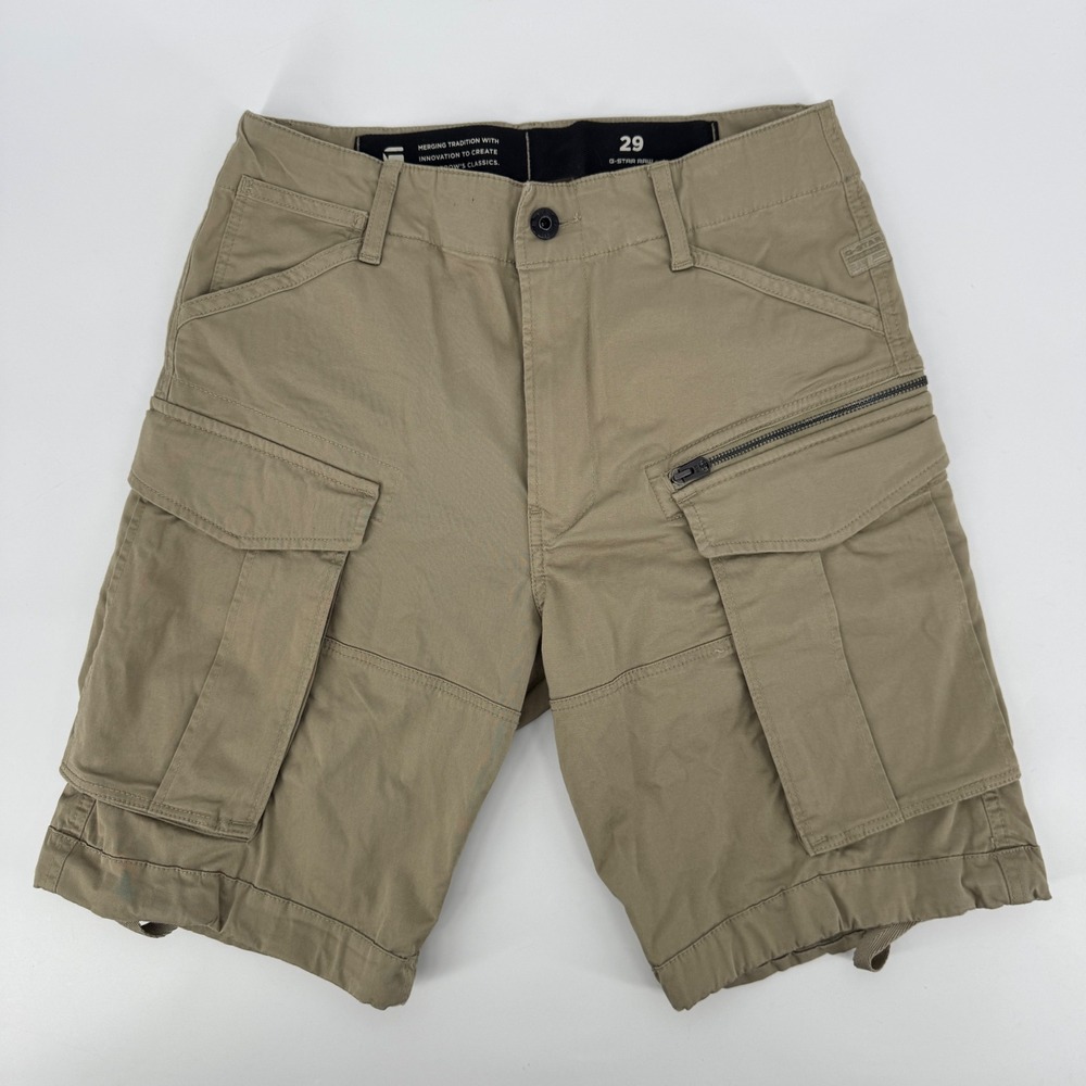 G-Star RAW Rovic Zip Relaxed Cargo Shorts Utility Khaki Tan Ripstop 29